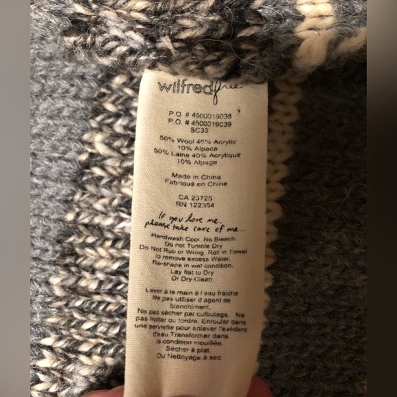 Aritzia Wilfred Free Erable Wool Alpaca Blend Heavy Knit Sweater/Cardigan SZ S - Picture 5 of 5